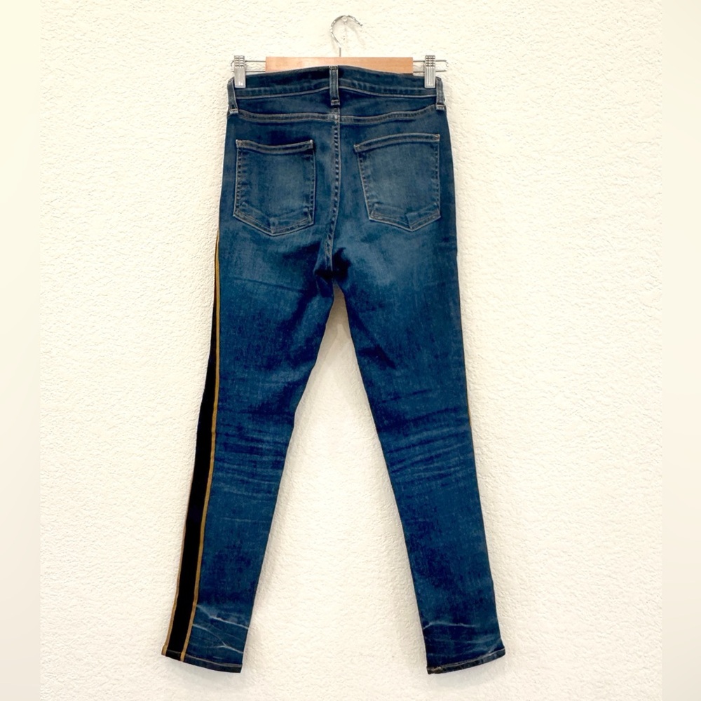 NEW Veronica Beard Crop Slim Fit Button Fly Tuxedo Stripe Jeans in Dark Wash - Picture 10 of 12